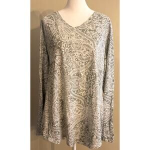 PERUVIAN CONNECTION 100% Pima Cotton Mandala Floral Print‎ Tee Size XL